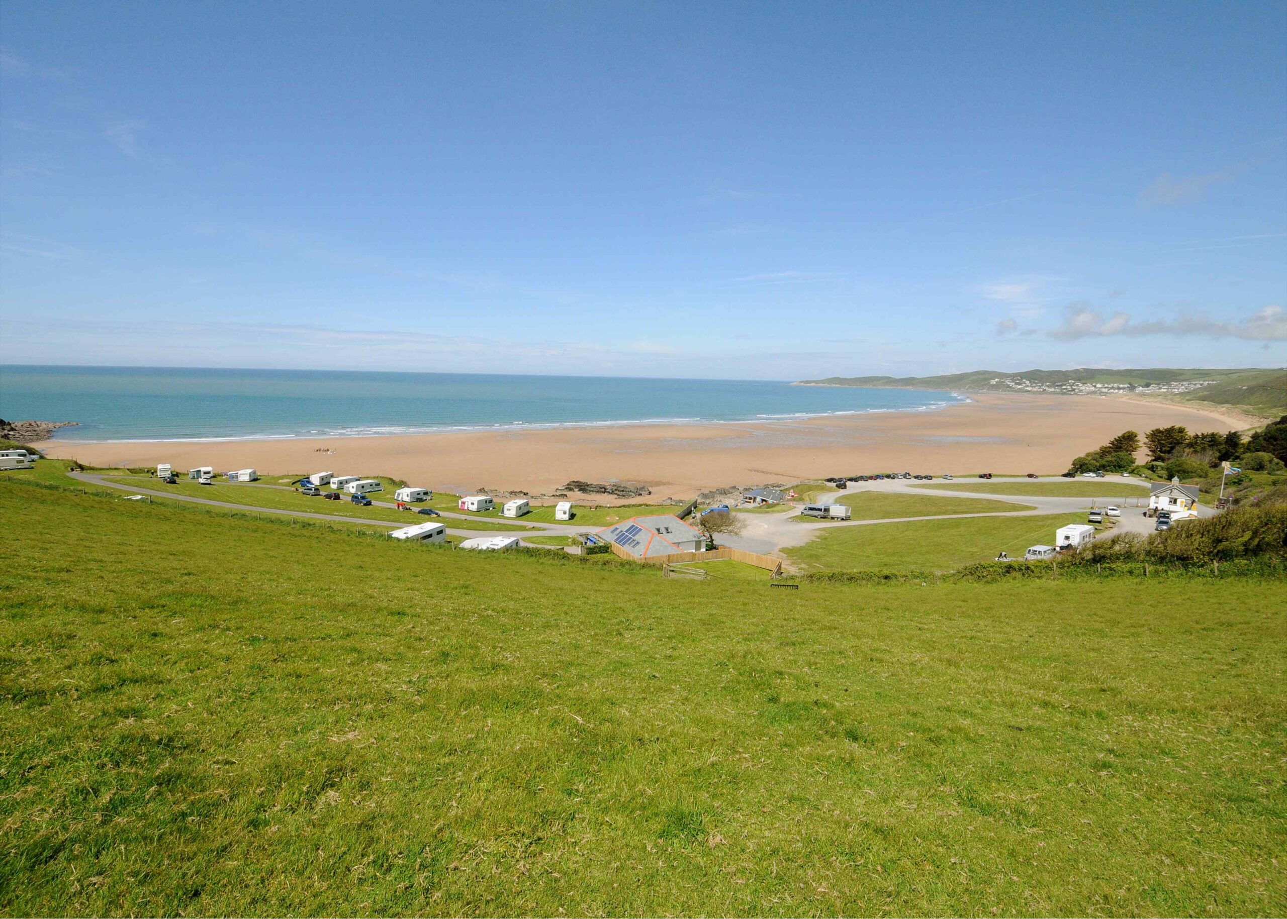 A panoramic view of putsborough beach in north devon